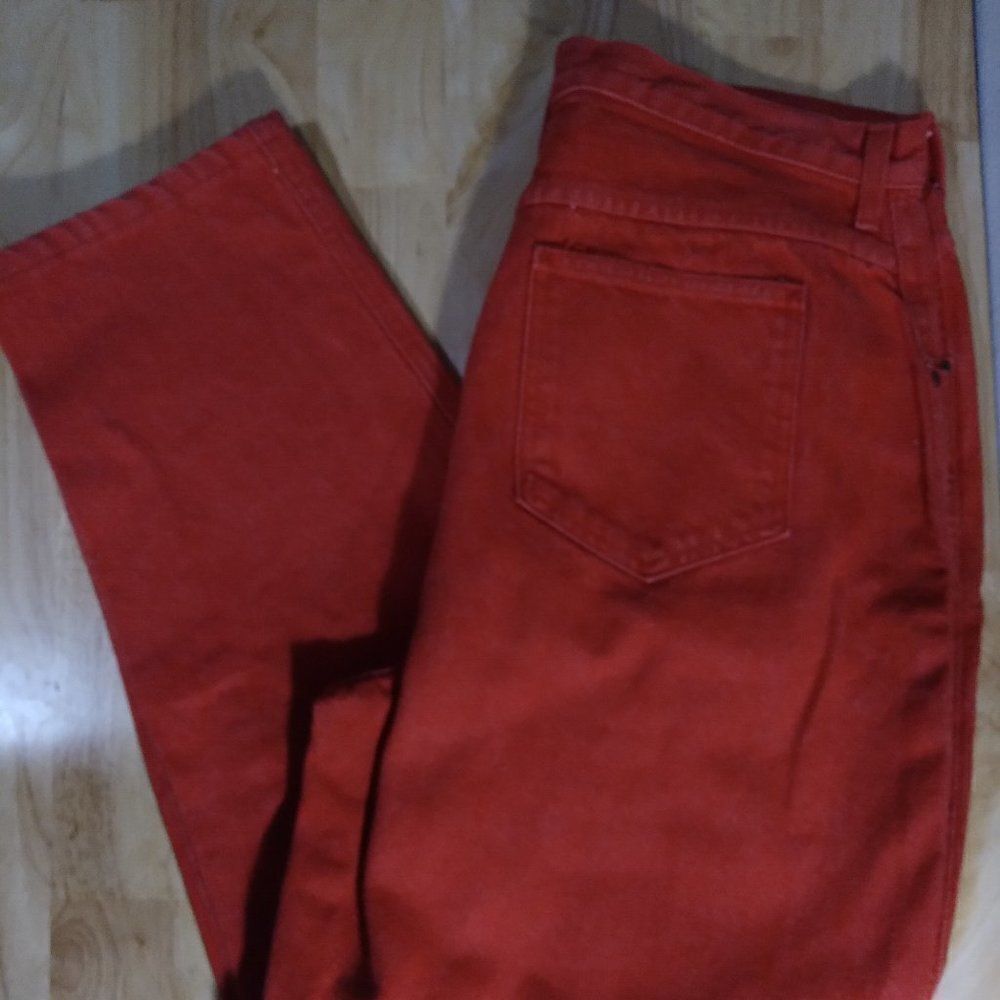 Vintage Lands' End High Waist Tapered Red Denim Jeans